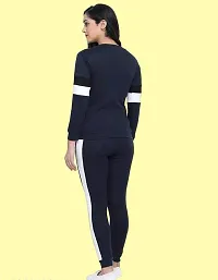 Stylish Navy Blue Cotton Blend Long Sleeves Tracksuit For Women-thumb1