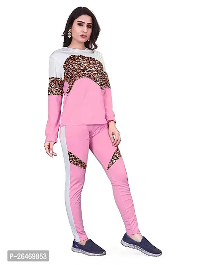 Elite Pink Polyester Printed Tracksuit For Women-thumb4