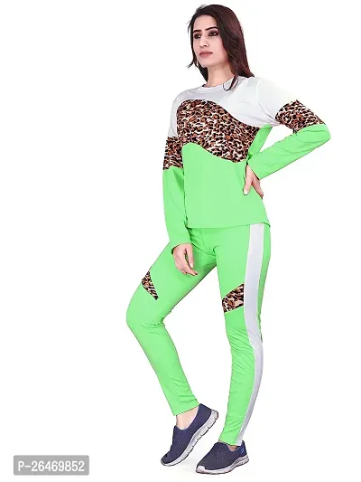 Elite Green Polyester Printed Tracksuit For Women-thumb3