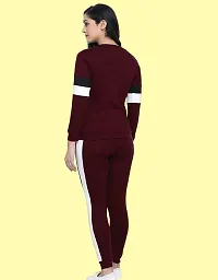 Stylish Maroon Cotton Blend Long Sleeves Tracksuit For Women-thumb2