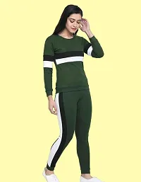 Stylish Green Cotton Blend Long Sleeves Tracksuit For Women-thumb1