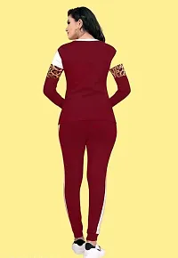 Stylish Maroon Cotton Blend Long Sleeves Tracksuit For Women-thumb2