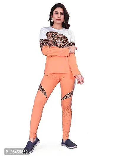 Elite Peach Polyester Printed Tracksuit For Women-thumb5