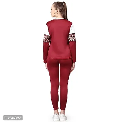 Elite Maroon Polyester Printed Tracksuit For Women-thumb2