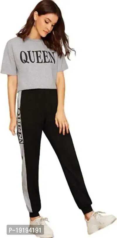 Printed Women Track Suit Grey Queen-thumb0