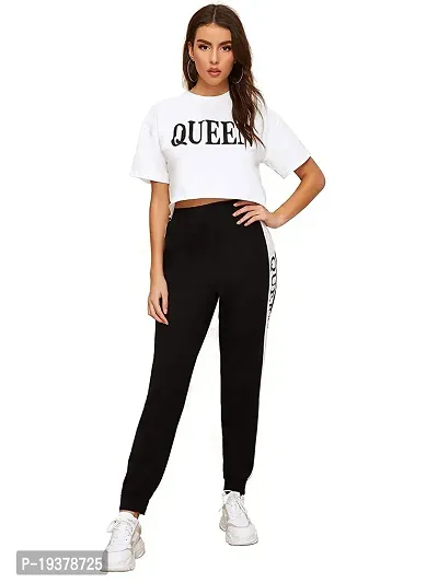 Printed Women Track Suit White Queen