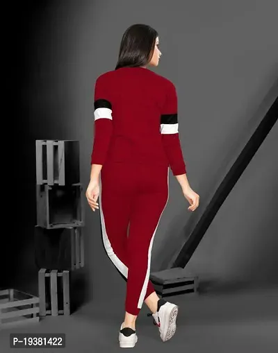 Solid Women Track Suit Maroon-thumb2