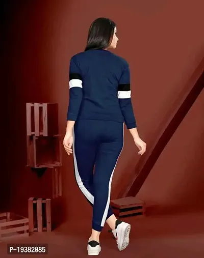 Solid Women Track Suit Navy Blue-thumb3