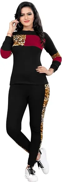 Animal Print, Solid Women Track Suit-thumb0