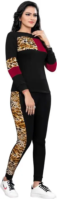 Animal Print, Solid Women Track Suit-thumb2