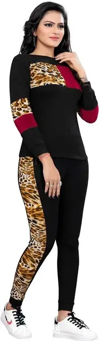 Animal Print, Solid Women Track Suit-thumb3