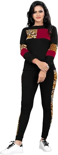 Animal Print, Solid Women Track Suit-thumb2