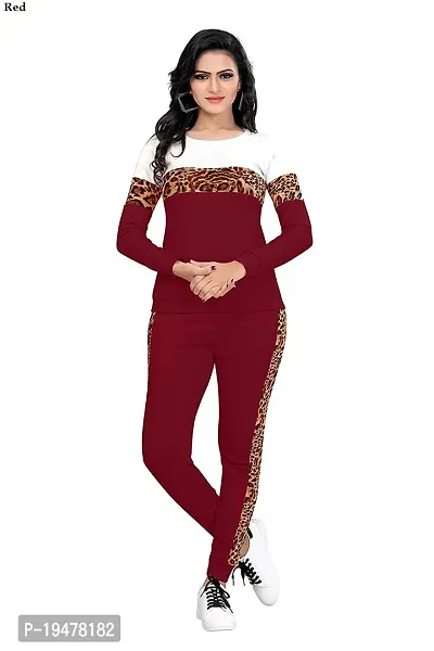 Animal Print Solid Women Track Suit-thumb0