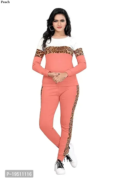 Animal Print Solid Women Track Suit-thumb2