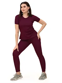 Stylish Women Tracksuit Maroon-thumb2