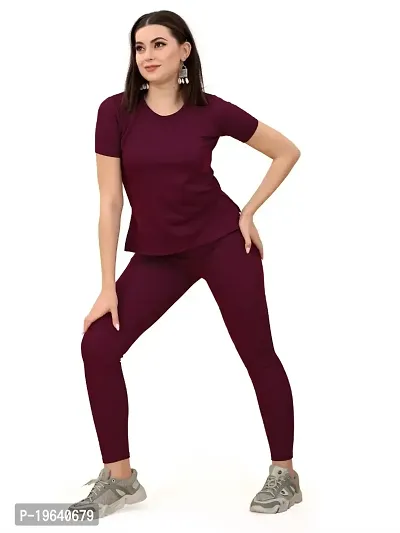 Stylish Women Tracksuit Maroon-thumb3