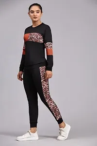 Animal Print Solid Women Track Suit Black-thumb4