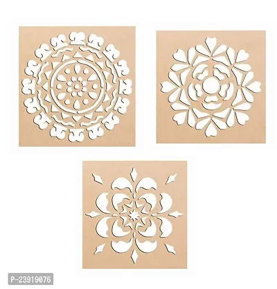 Sticker Hub Wood Floral Rangoli Making Stencil (Combo Pack of 3) RS10 RS10