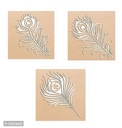 Sticker Hub Wood Peacock Feather Rangoli Making Stencil (Combo Pack of 3) RS13 RS13