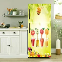 Four Types of Juices Self Adhesive Double Door Fridge Sticker (Pack of 1)-thumb1