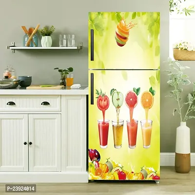 Four Types of Juices Self Adhesive Double Door Fridge Sticker (Pack of 1)-thumb2