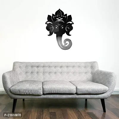 Sticker Hub Acrylic 3D Lord Ganesha Acrylic Mirror Wall Sticker (Black) MBL35-thumb3