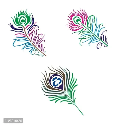 Sticker Hub Wood Peacock Feather Rangoli Making Stencil (Combo Pack of 3) RS13 RS13-thumb2