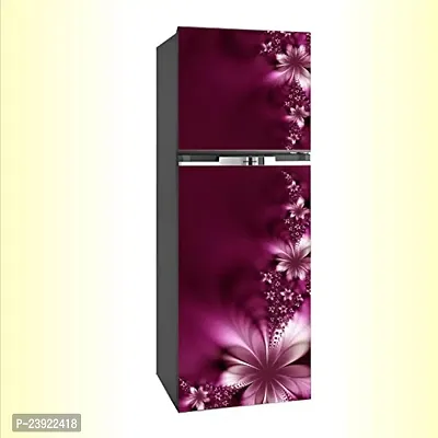 Byteon Decorative Violet Flower Leaves Vinyl Fridge Cover Wallpaper Poster Adhesive Vinyl Sticker Fridge wrap Decorative Sticker (Multicolor PVC Vinyl Covering Area 60cm X 160cm)-thumb2