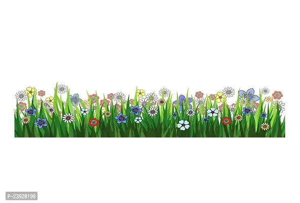 Sticker Hub Wall Sticker for Living Room -Bedroom - Office - Home Decor | Flower Grass Wall Stickers (26Cm X 116Cm) BS824-thumb0