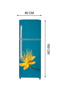 Psychedelic Collection - Vinly Beautiful Yellow Flower with Sea Green Background Adhesive Vinyl Sticker Fridge wrap Decorative Sticker (PVC Vinyl Covering Area 60 cm X 160 cm )HK-thumb4