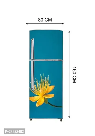 Psychedelic Collection - Vinly Beautiful Yellow Flower with Sea Green Background Adhesive Vinyl Sticker Fridge wrap Decorative Sticker (PVC Vinyl Covering Area 60 cm X 160 cm )HK-thumb5