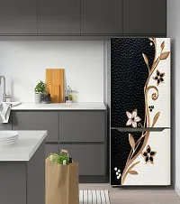 Psychedelic Collection Fridge Sticker Beautiful Design Gold White and Black Wallpaper/Poster for Fridge Double Single Door Decorative Sticker (PVC Viny)-thumb2