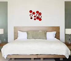 Sticker Hub Decorative Abstract Acrylic 3D Mirror Wall Sticker (Red) MR154-thumb1