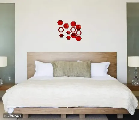 Sticker Hub Decorative Abstract Acrylic 3D Mirror Wall Sticker (Red) MR154-thumb2