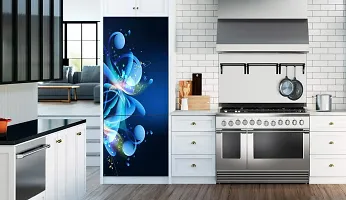 Psychedelic Collection Abstract Design Coloufull Flower Decorative Fridge Sticker (Multicolor PVC Vinyl 160x60)-thumb1