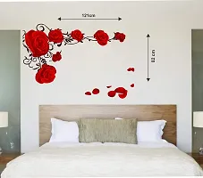 Sticker Hub Rose Flowers with Vine Blowing on My Wall' Wall Sticker BS341-thumb2