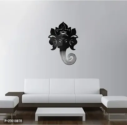 Sticker Hub Acrylic 3D Lord Ganesha Acrylic Mirror Wall Sticker (Black) MBL35-thumb2