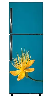 Psychedelic Collection - Vinly Beautiful Yellow Flower with Sea Green Background Adhesive Vinyl Sticker Fridge wrap Decorative Sticker (PVC Vinyl Covering Area 60 cm X 160 cm )HK-thumb3