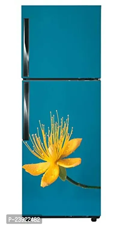 Psychedelic Collection - Vinly Beautiful Yellow Flower with Sea Green Background Adhesive Vinyl Sticker Fridge wrap Decorative Sticker (PVC Vinyl Covering Area 60 cm X 160 cm )HK-thumb4