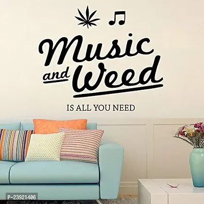 Sticker Hub 'Music and Weed' Wall Sticker for Living Room, Bedroom, Office, Hall Home Decor (Vinyl , Standard Size, Multicolour)