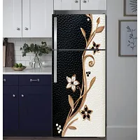 Psychedelic Collection Fridge Sticker Beautiful Design Gold White and Black Wallpaper/Poster for Fridge Double Single Door Decorative Sticker (PVC Viny)-thumb4