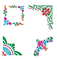 Sticker Hub Wood Floral Rangoli Making Stencil (Combo Pack of 4) RS08 RS08-thumb1