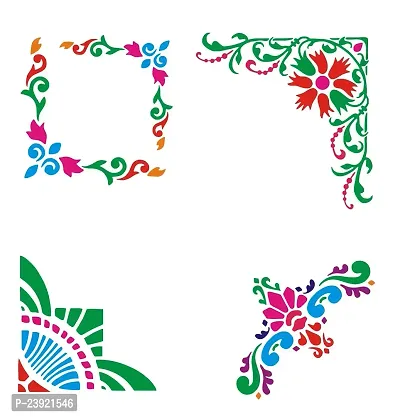 Sticker Hub Wood Floral Rangoli Making Stencil (Combo Pack of 4) RS08 RS08-thumb2