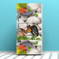 Psychedelic Collection Beautifull White Stone with Butterfly Decorative Fridge Sticker (Multicolor PVC Vinyl 160x60)-thumb2