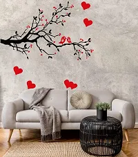 Sticker Hub Love Birds with Hearts Wall Sticker (PVC Vinyl, 78 X 91)-thumb1