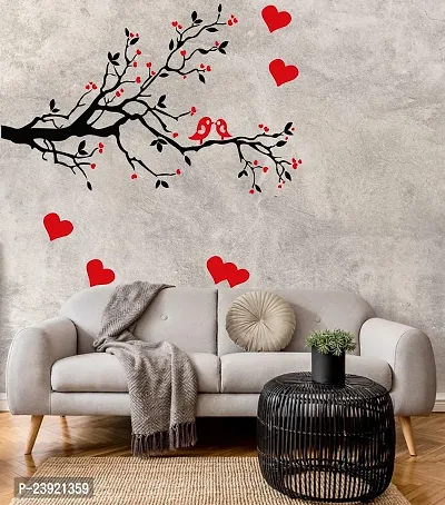 Sticker Hub Love Birds with Hearts Wall Sticker (PVC Vinyl, 78 X 91)-thumb2