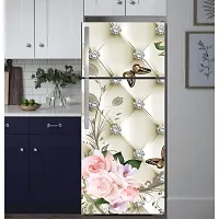 Psychedelic Collection Beautifull Pink Flower with Butterfly Decorative Fridge Sticker (Multicolor PVC Vinyl 160x60)-thumb3