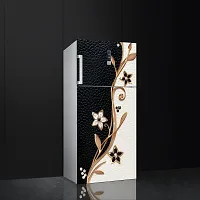 Psychedelic Collection Fridge Sticker Beautiful Design Gold White and Black Wallpaper/Poster for Fridge Double Single Door Decorative Sticker (PVC Viny)-thumb3