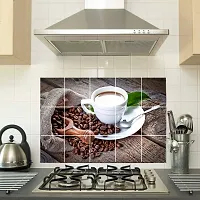 Sticker Hub Waterproof Kitchen Coffee Mug with Coffee Beans Wallpaper/Wall Sticker Multicolour - Kitchen Wall Coverings Area (60Cm X 91Cm) DKKWS31, Beverage-thumb2