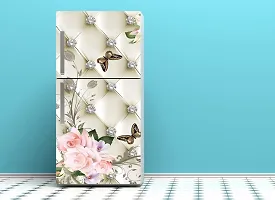 Psychedelic Collection Beautifull Pink Flower with Butterfly Decorative Fridge Sticker (Multicolor PVC Vinyl 160x60)-thumb4